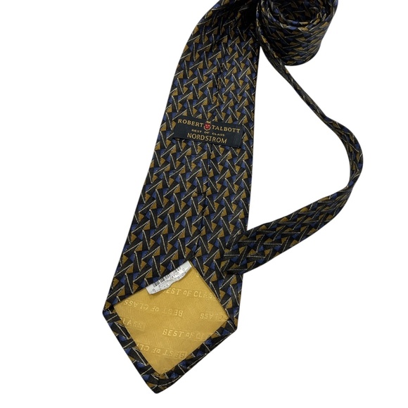 🆕ROBERT TALBOTT Black/Blue/Beige Geometric Silk LUXURY Tie HANDMADE USA - Picture 2 of 5
